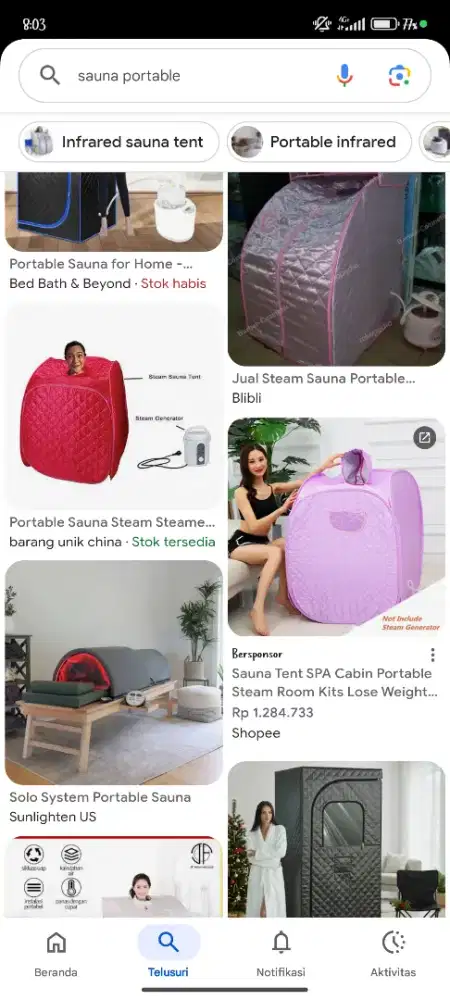 Sauna portable ungu