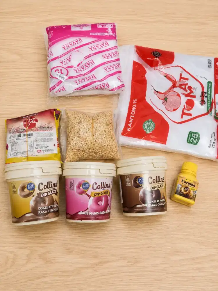 bahan adonan donat dan packaging donat