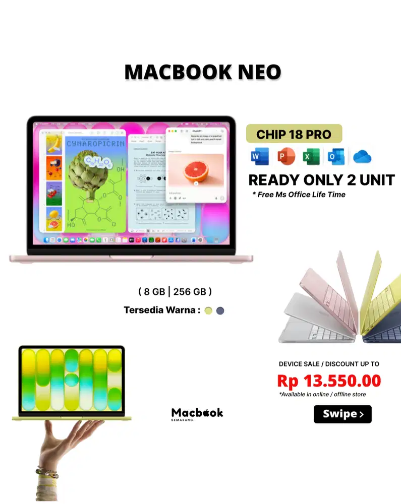 NEW MACBOO NEO 13 256 GB WARNA CITRUS, BLUSH, INDIGO
