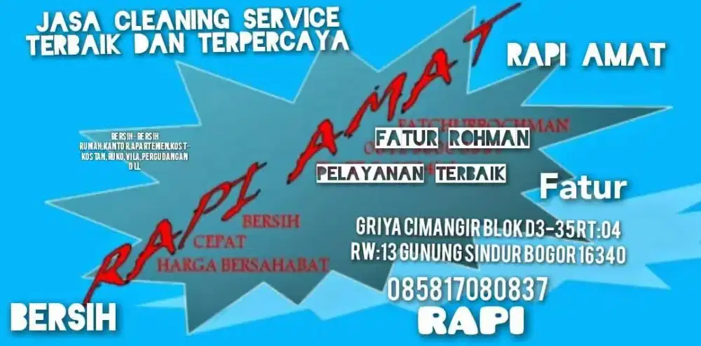 Jasa cleaning service Rumah, kantor, Apartemen dll