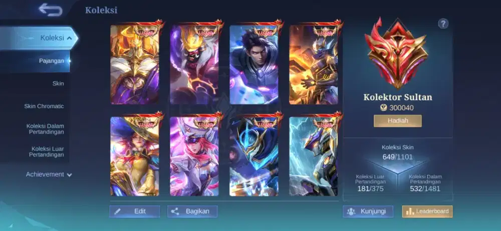 Akun mobile legend collector sultan