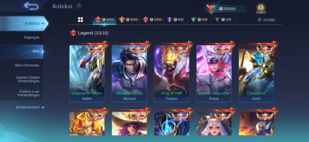 Akun mobile legend collector sultan