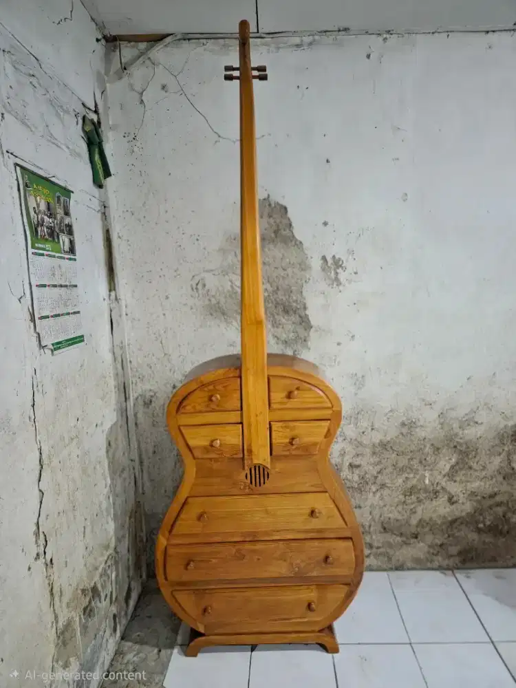 Pajangan Biola Kayu Jati Asli