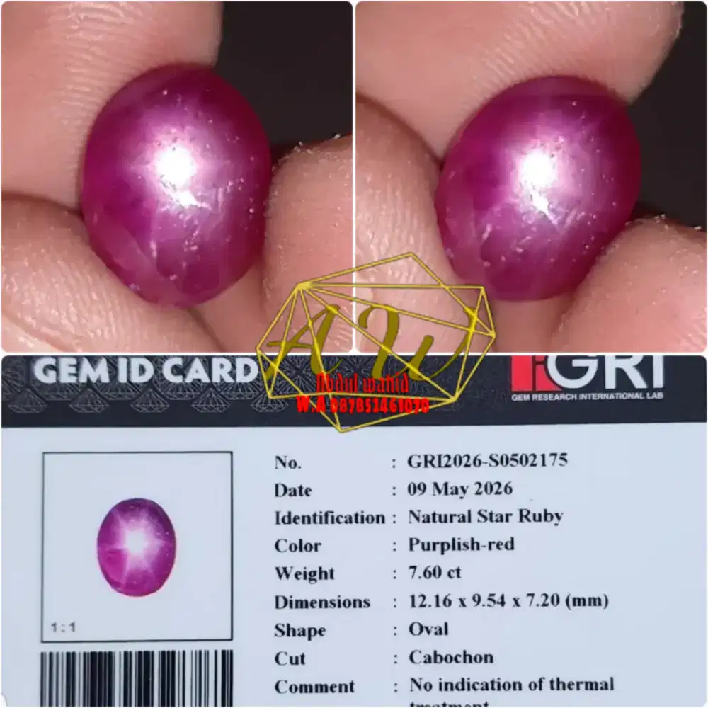 STAR RUBY NH 7.60carat