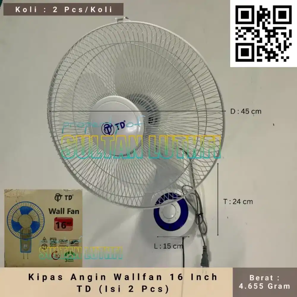 Kipas Angin Wallfan 16 Inch TD (Isi 2 Pcs)