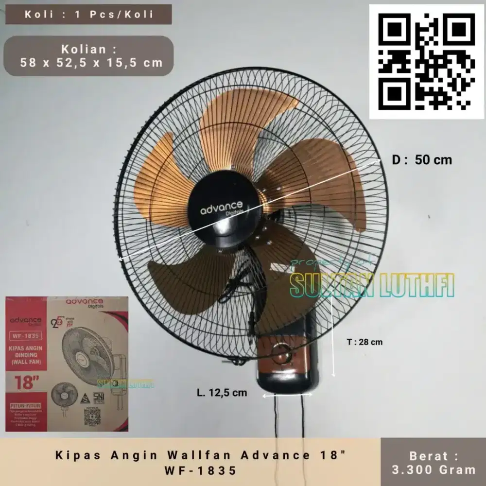 Kipas Angin Wallfan Advance 18″ WF-1835