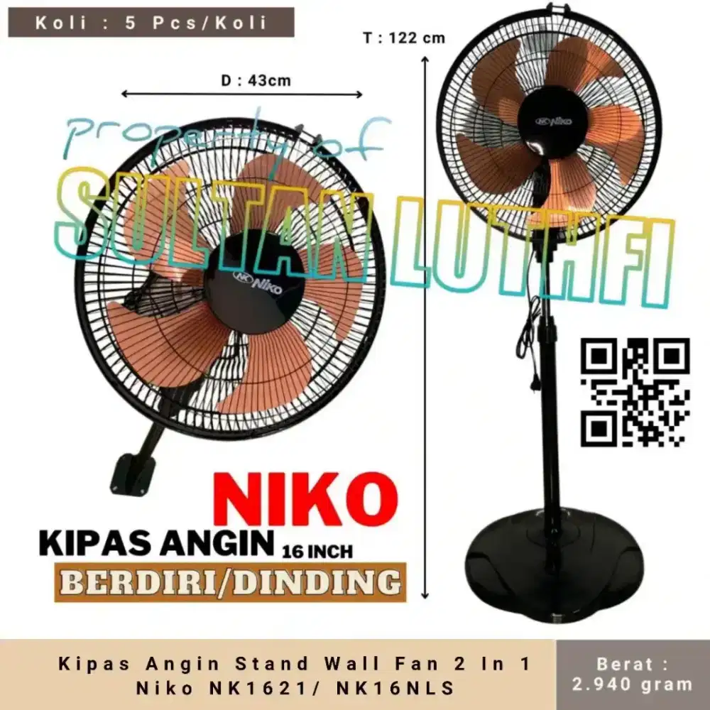 Kipas Angin Stand Wall Fan 2 In 1 Niko NK1621/ NK16NLS
