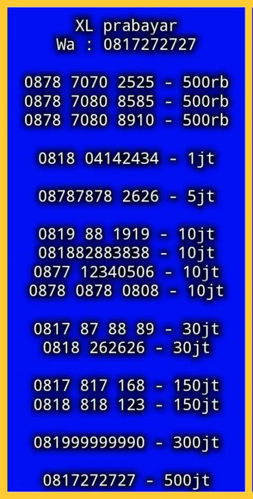 NOMOR CANTIK XL prabayar