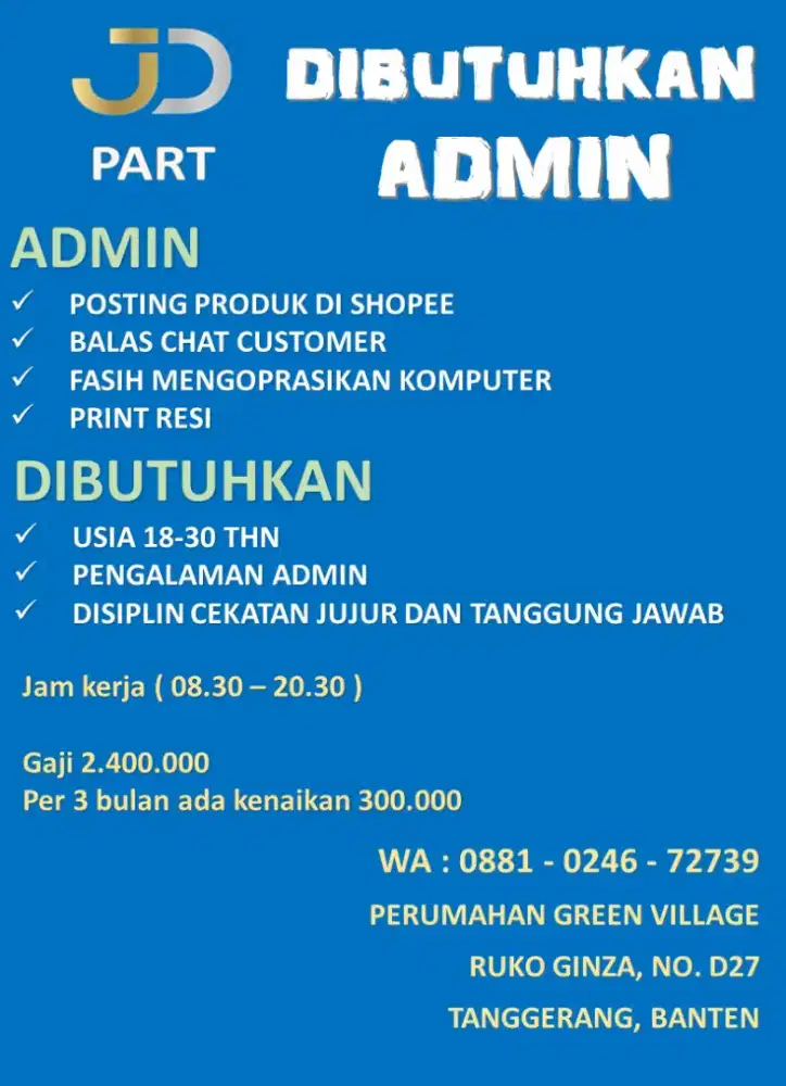 OPEN LOWONGAN BAGI YG BERMINAT MENJADI ADMIN ONLINE SHOP