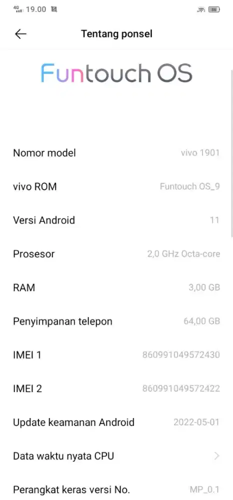 Vivo y15 ram 3/64