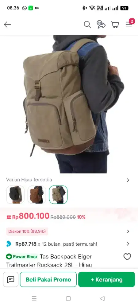 Jual Murah Tas ransel Eiger asli 28 liter
