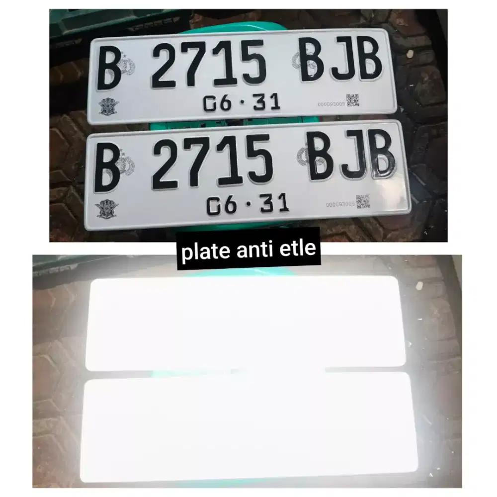 Plat mobil anti etle pakai barcode, bahan tebal, dapat sepasang