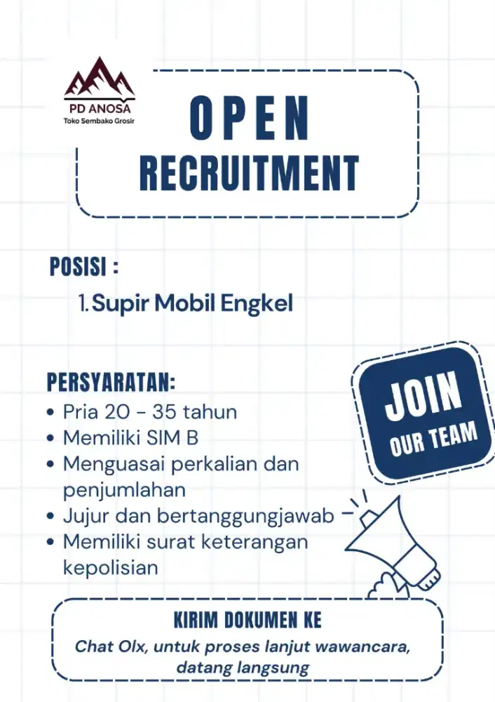 Dicari Driver Mobil Engkel Pria