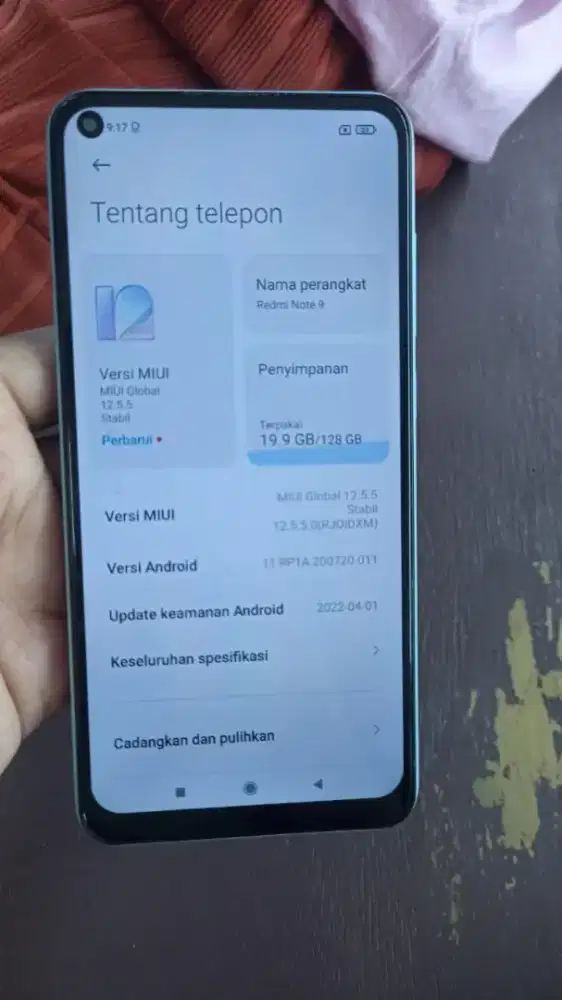 Redmi note 9 ram 6+2/128gb