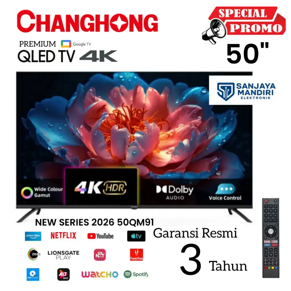 Changhong QLED PRO TV 4K 50 Google Smart Digital TV Dolby U50QM91