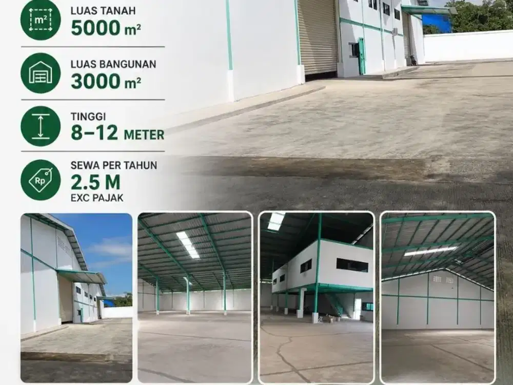 DISEWAKAN GUDANG BARU 3000M2-GUNUNG SINDUR-BOGOR