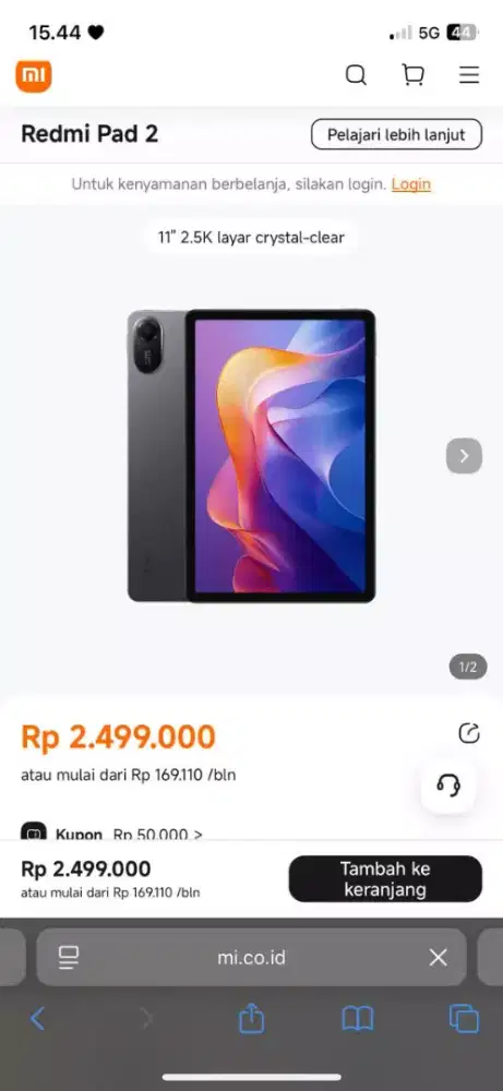 JUAL BU,REDMI PAD 2 ,BARU SATU BULAN BELI JARANG DI PAKE,LIKE NEW