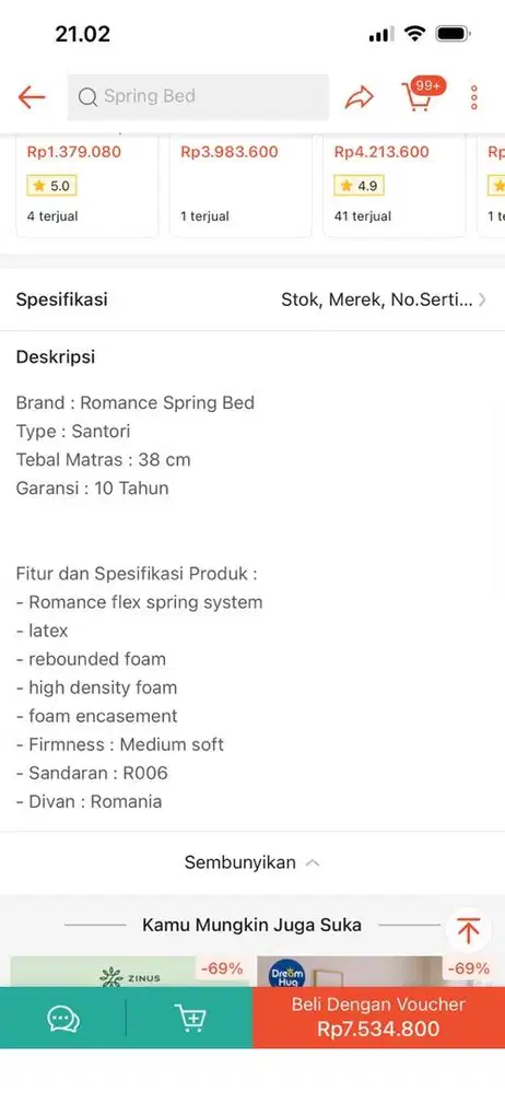 Springbed + dipan 160x200
