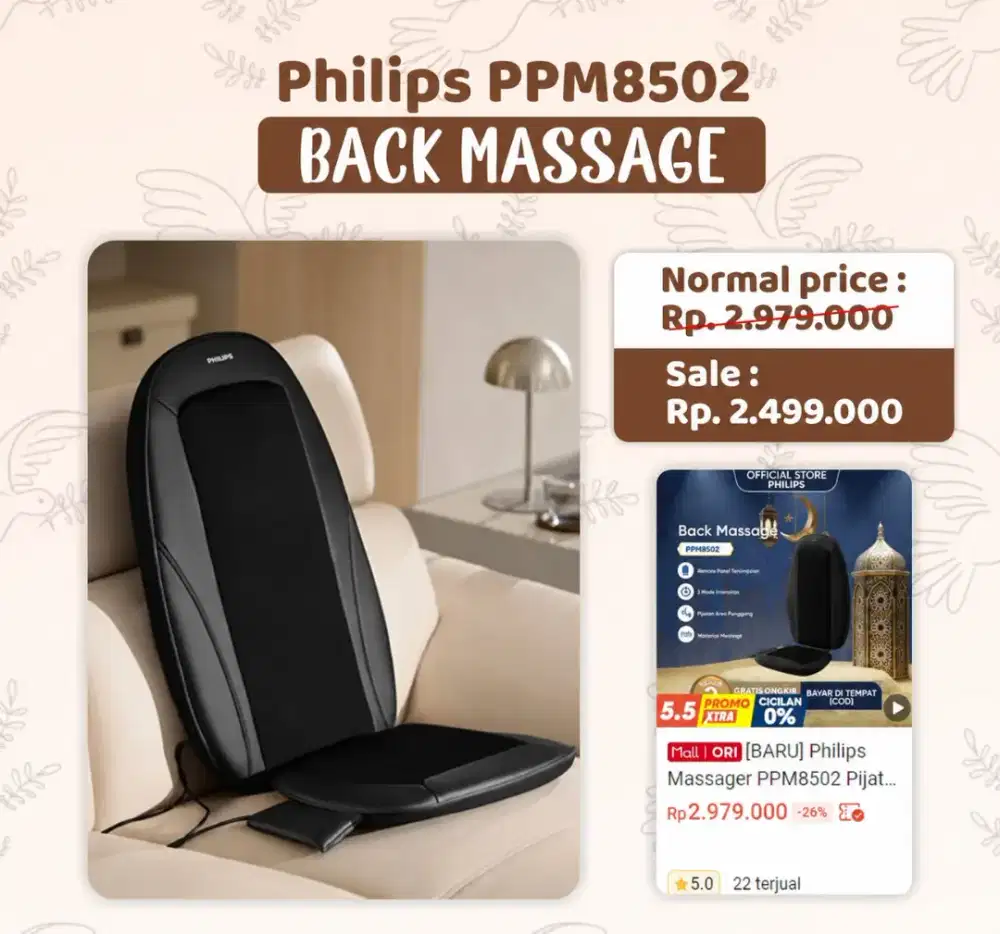 PHILIPS MASSAGER BACK MASSAGE PPM8502