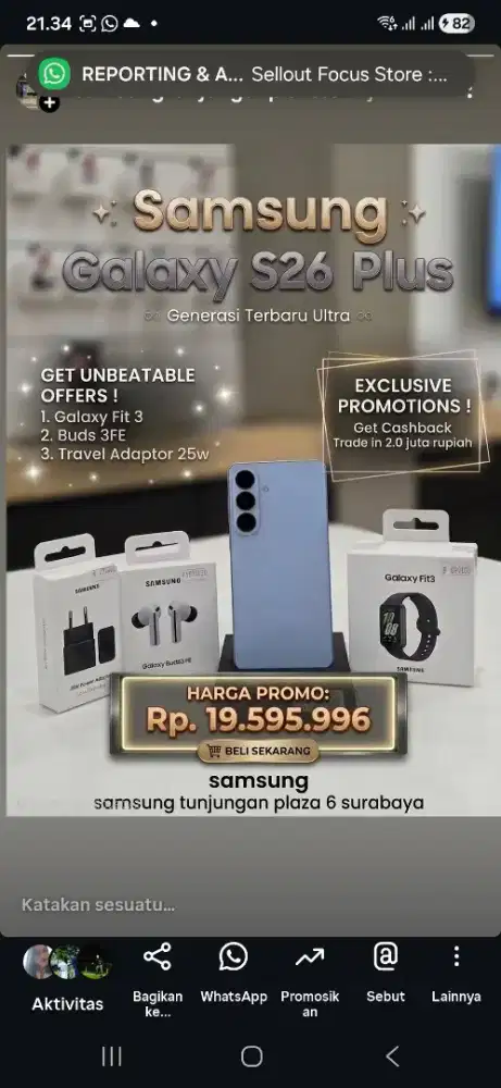 Promo samsung S26 plus dapat lengkap !