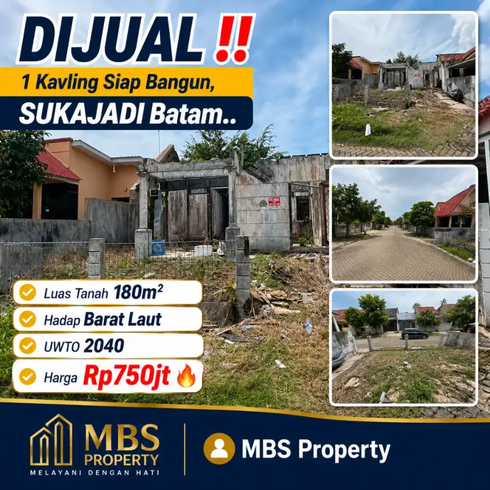 DIJUAL 
1 Kavling Siap Bangun, SUKAJADI Batam