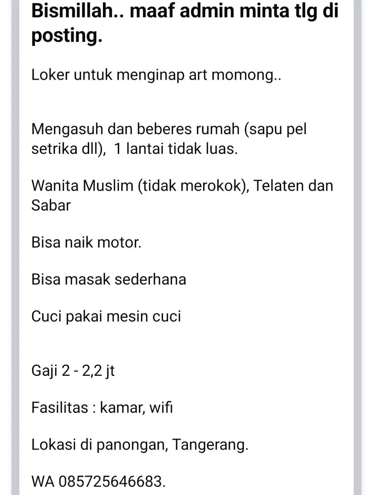 Art mengasuh beberes (serabutan) citra raya tangerang