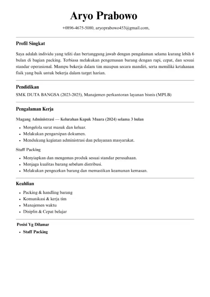 Info loker buat saya, pengalaman packing olshop