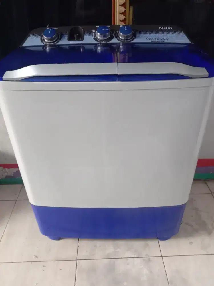 jual mesin cuci 2 tabung aqua 8kg mesin halus body mulus siap pakai