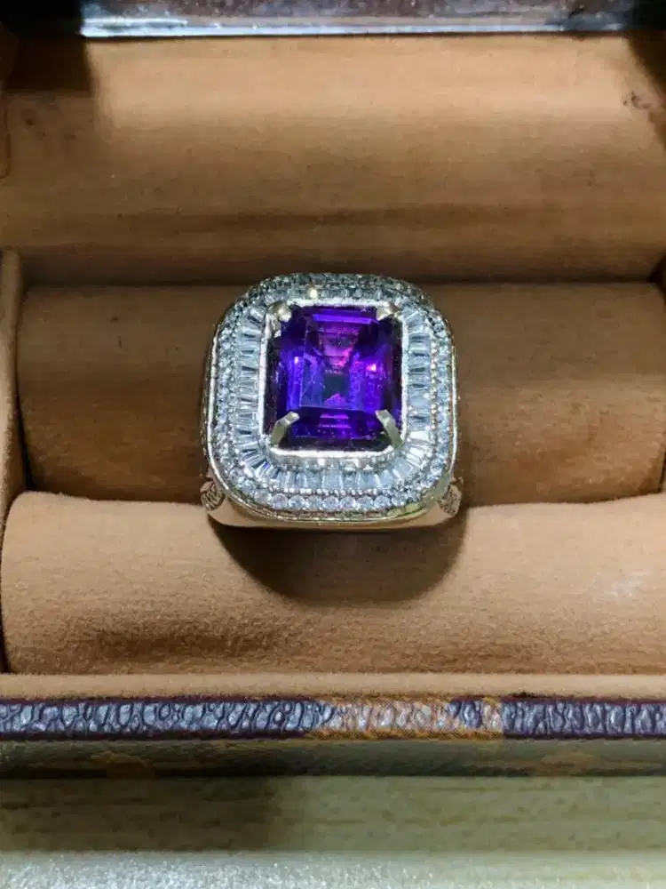 Cincin batu natural kecubung Lampung 100%