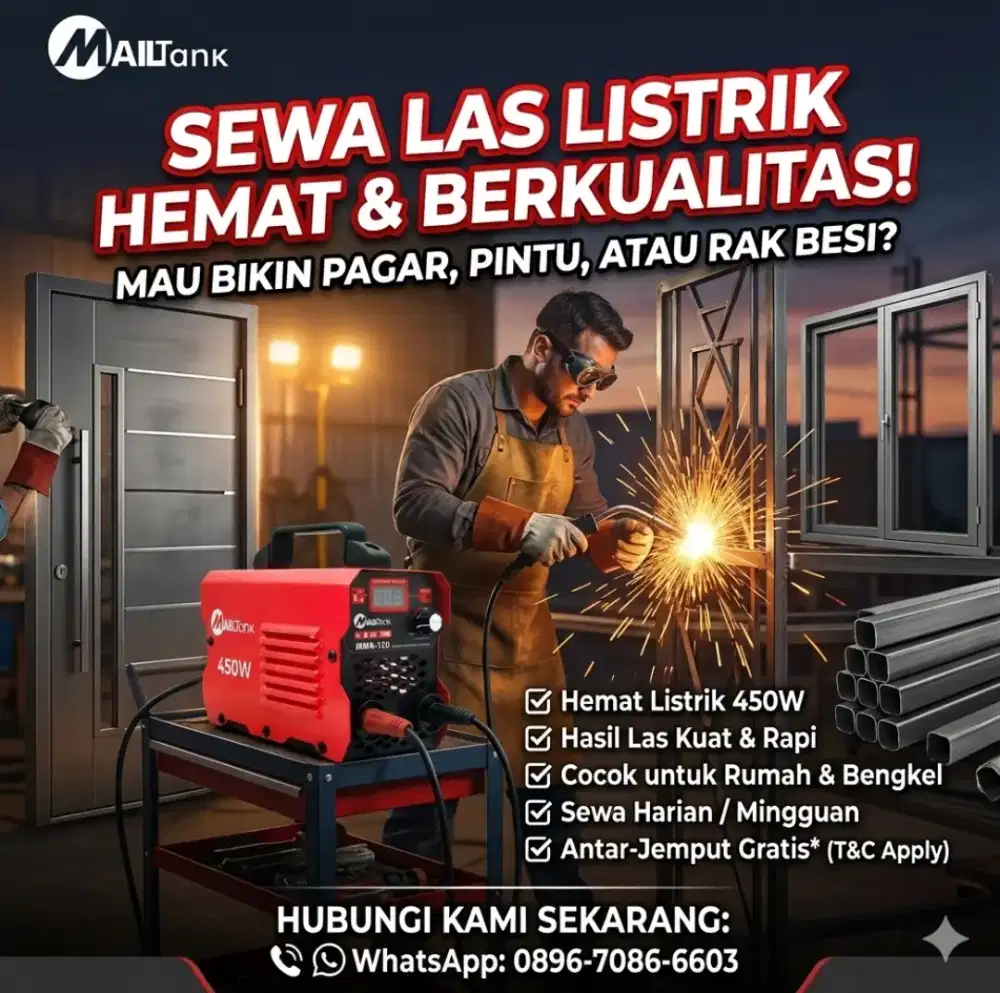 Sewa Mesin Las Listrik MAILTank MMA-120A Tipe SH500 Inverter 450 Watt