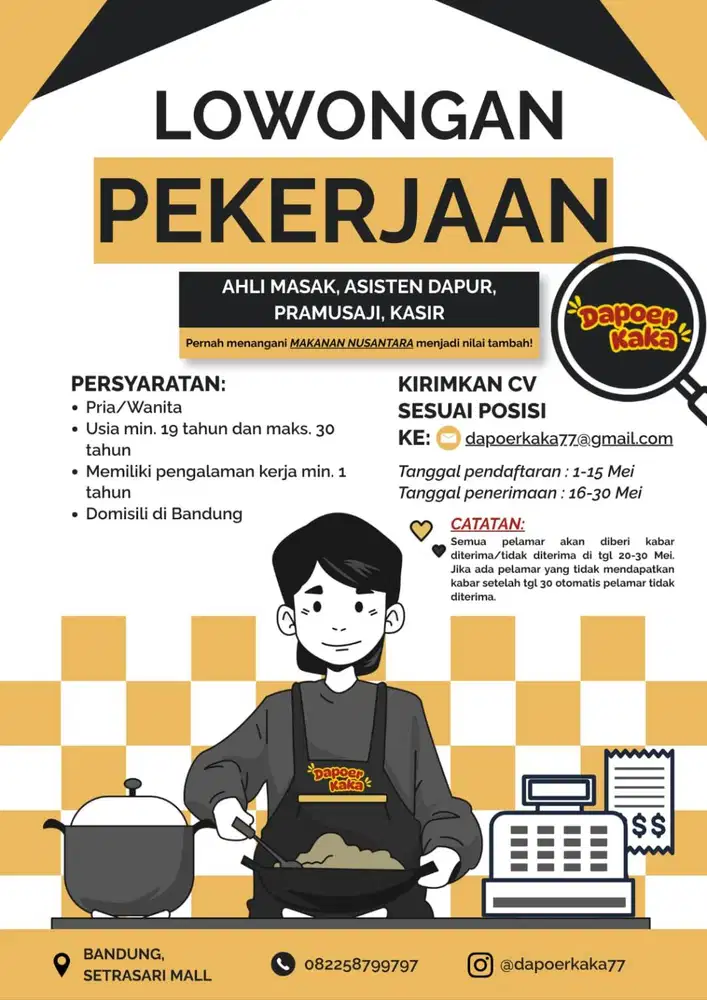 Kesempatan bergabung bersama kami, sebuah restoran tradisional