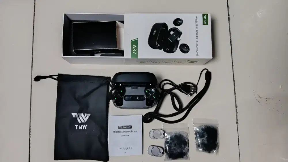 Wireless TNW A37 Black 2in1 fullset | Microphone ngonten kedap suara