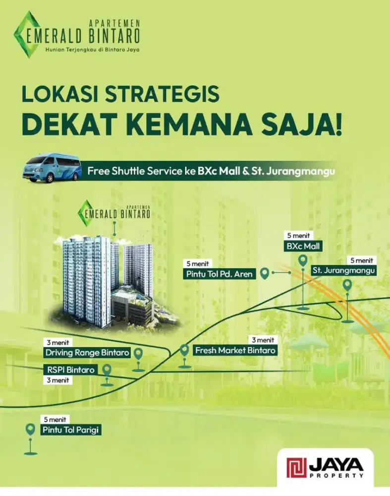 Di Jual Apartemen Emerald Bintaro  free AJB & BPHTB + IPL & AC