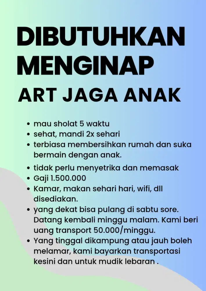 Asisten rumah tangga jaga anak