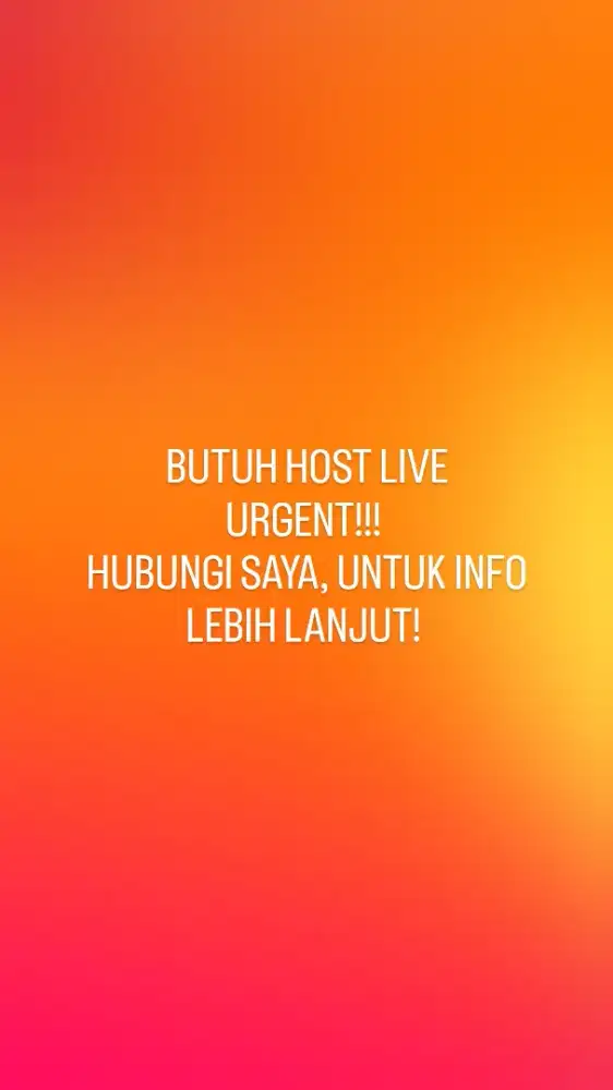 CARI HOST LIVE (URGENT)