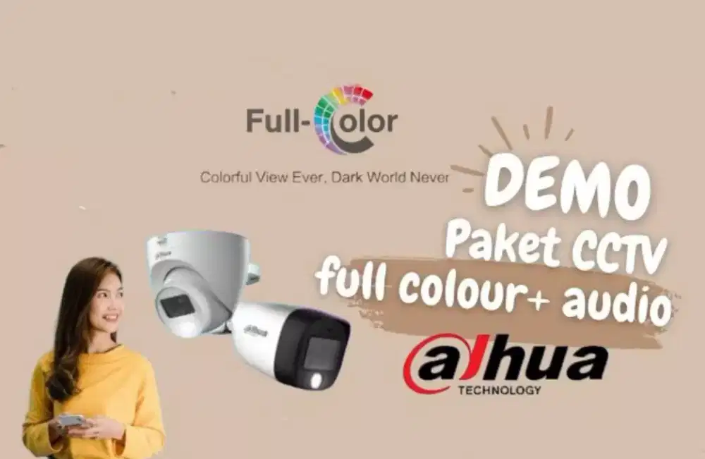 Paket cctv dahua 8 ch 4 kamera full color audio 2mp