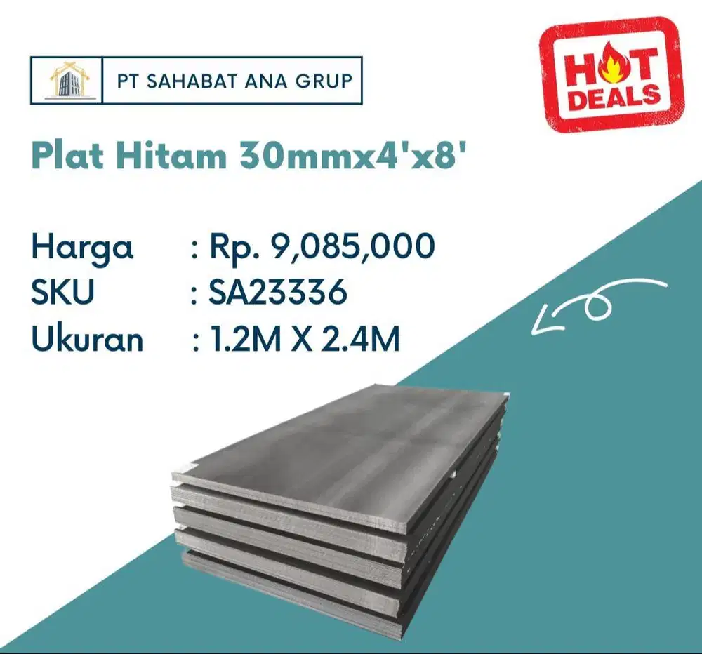 Plat Hitam 30mmx4'x8'