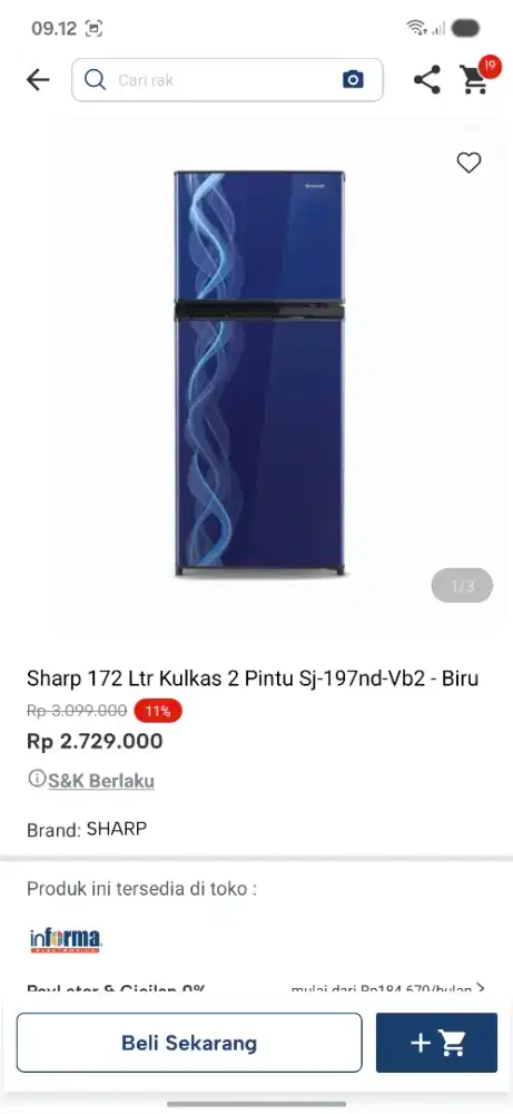 Promo kulkas sharp 2 pimtu