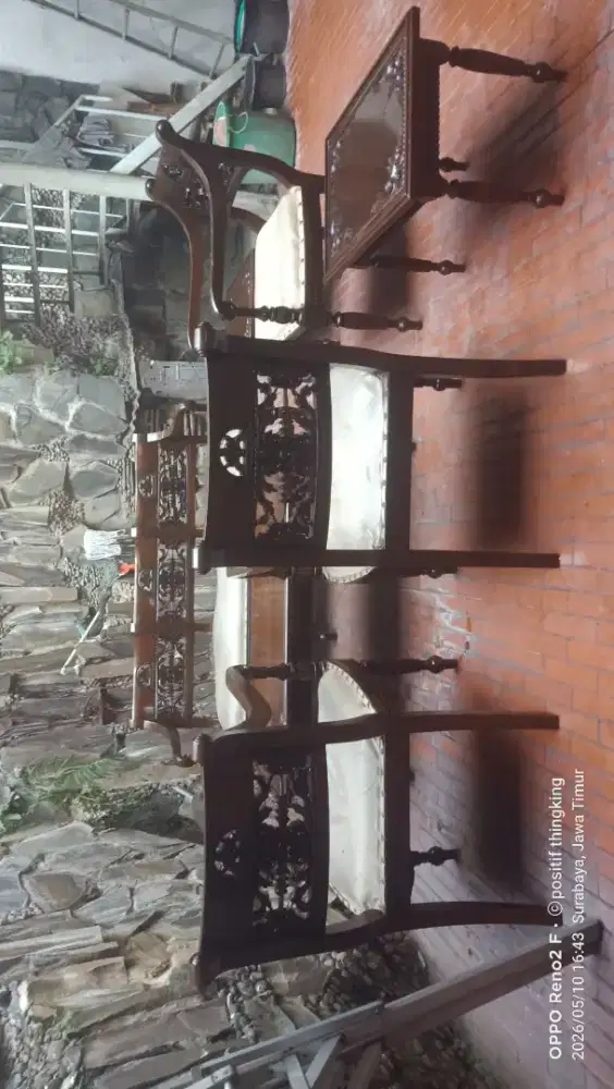 Sett furniture meja kursi jati ukir Jepara