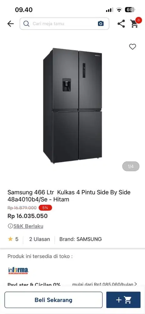 kulkas electrolux 4 pintu ready