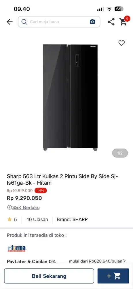 kulkas sharp 2 pintu