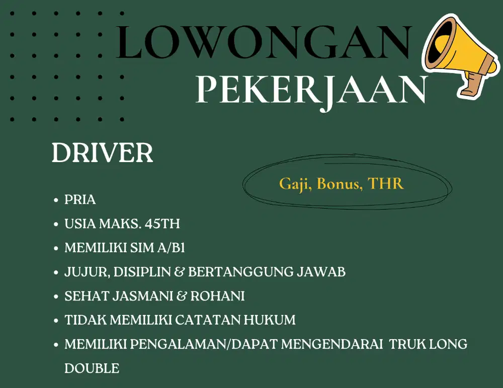 Lowongan Driver dan Kenek/Jasa Bongkar Muat