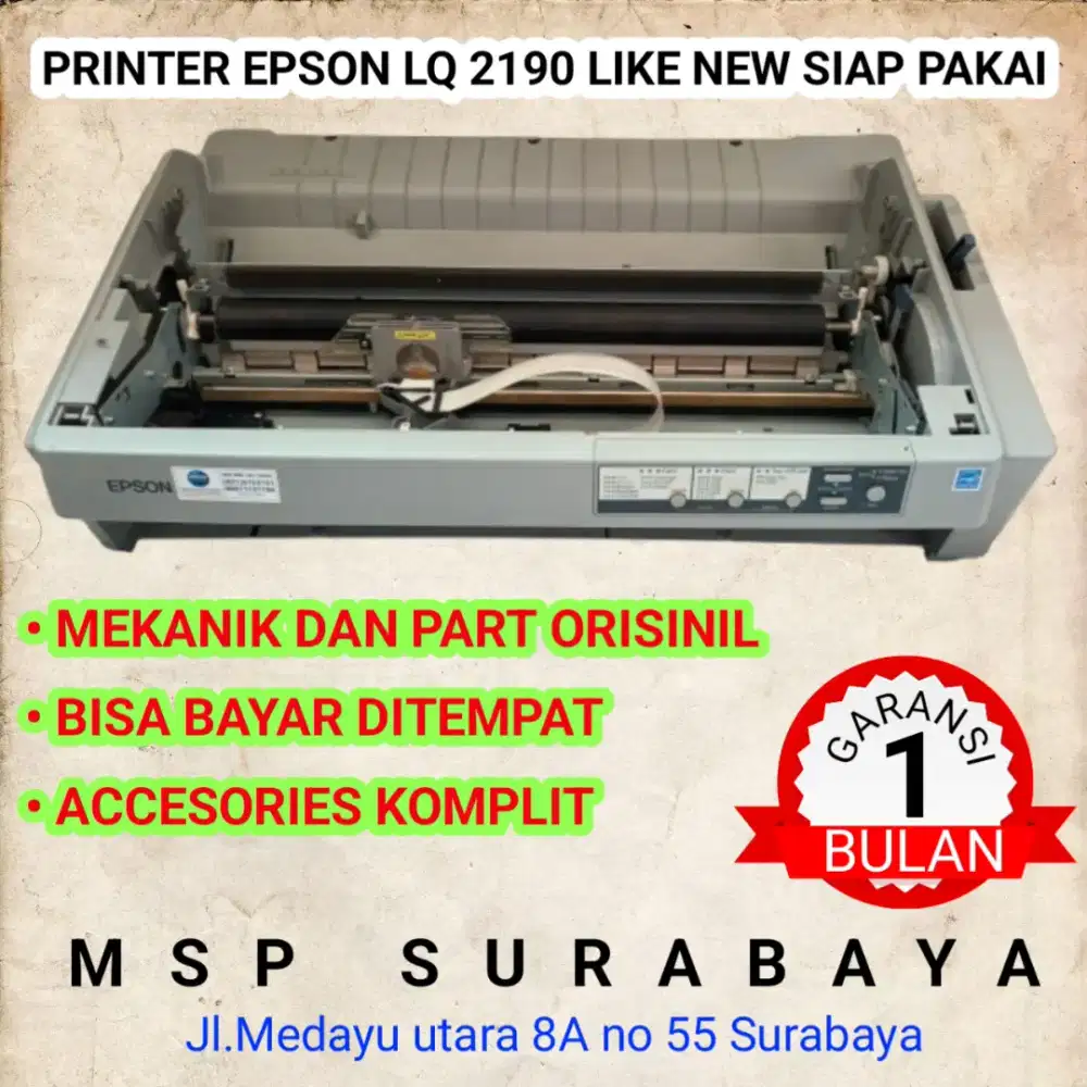 Printer epson LQ 2190 siap pakai tanpa accesories