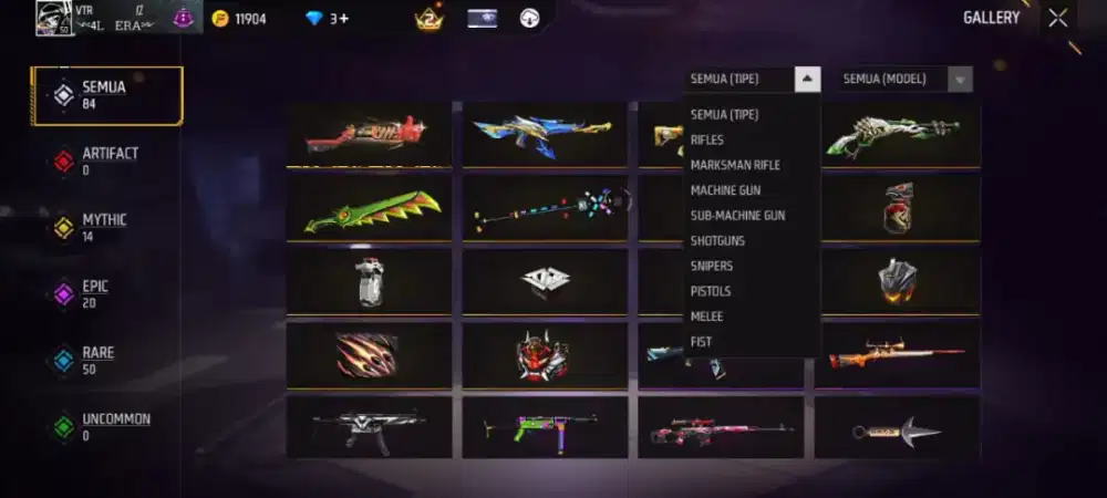 jual akun free firee spek polosan sg on