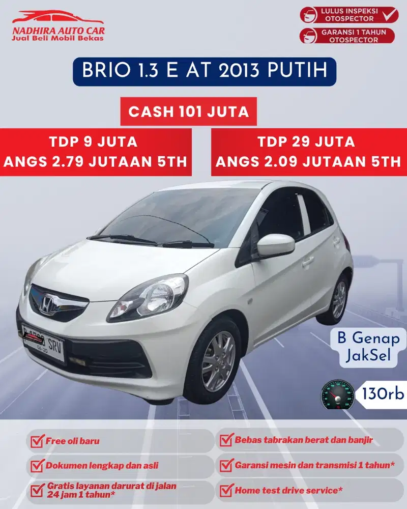 Angsuran 2 jutaan Brio E 1.3 AT 2013 Putih