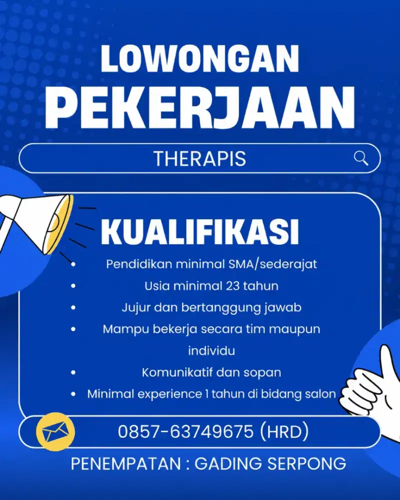 LOWONGAN KERJA THERAPIS SALON