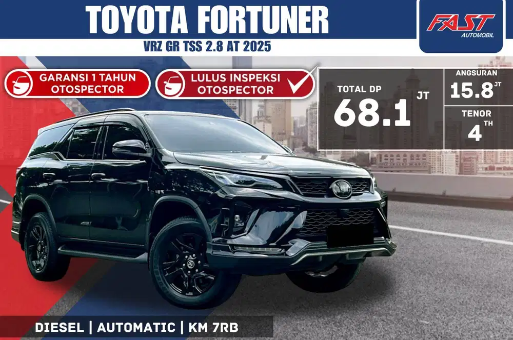 TOYOTA FORTUNER VRZ GR 2025 TSS 2.8 AT LOW KM.7RB & PAJAK PANJANG