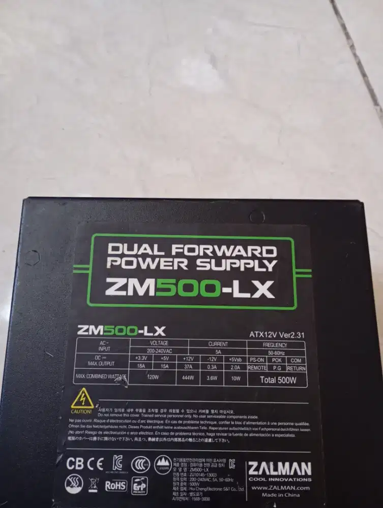 Psu power suplay Zalman 500w +80