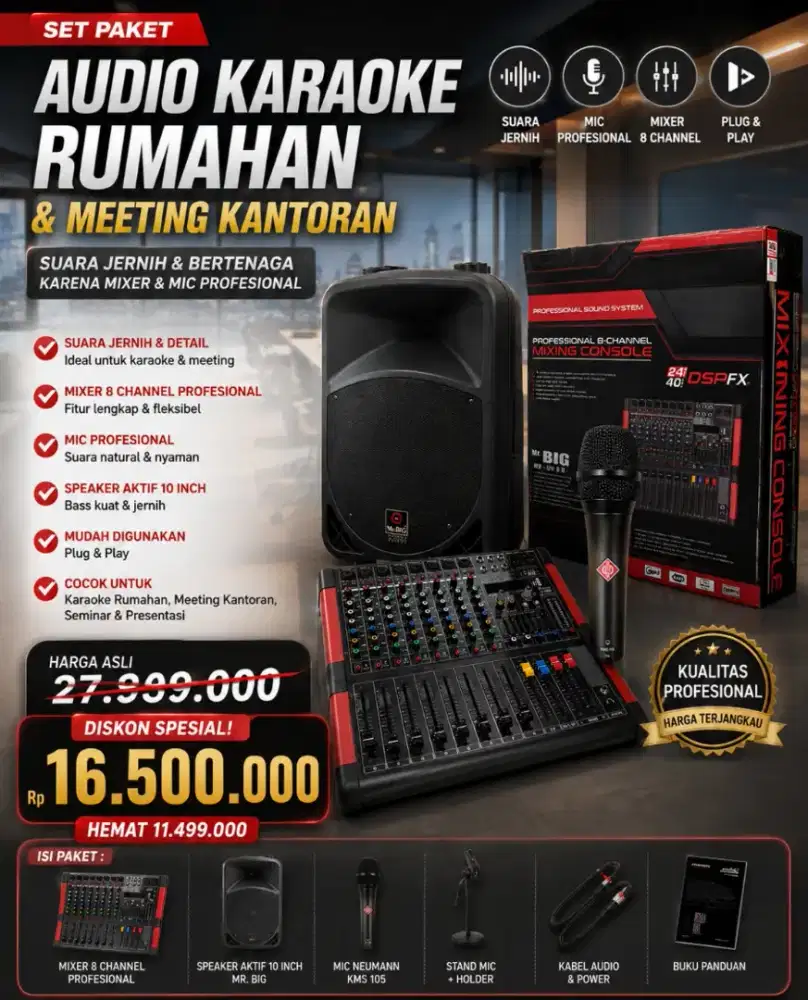SET PAKET AUDIO KARAOKE RUMAHAN & MEETING KANTORAN