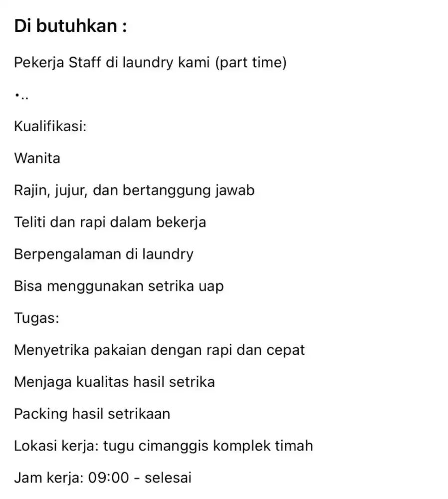 dibutuhkan segera